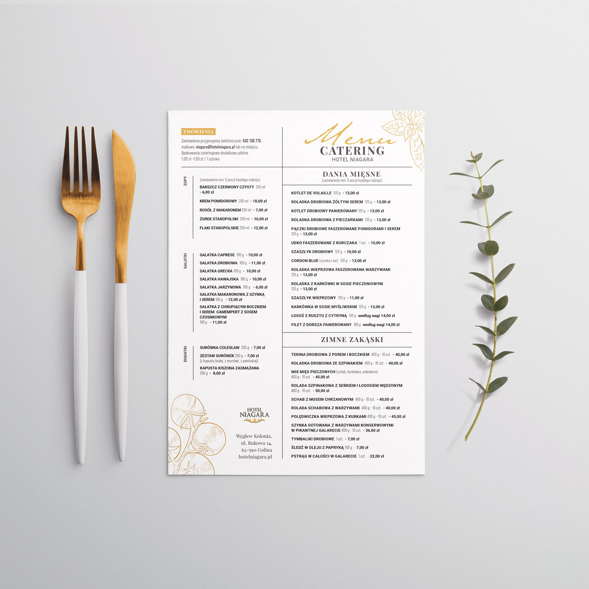 Projekt menu dla cateringu 