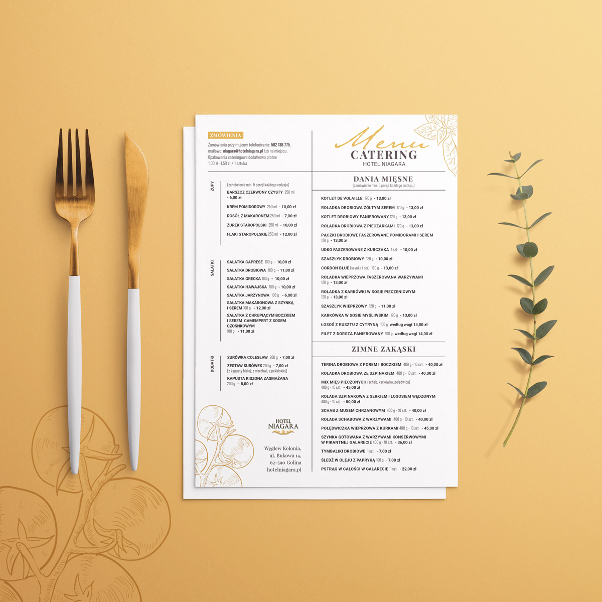 Ulotka menu dla restauracji